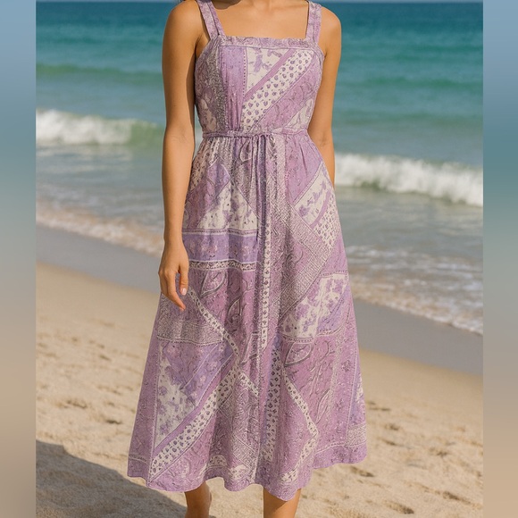 Laundry by Shelli Segal Purple Paisley Midi Dress | Size 6 | Boho Vibes - Picture 1 of 9